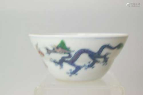 Yongzheng Mark Chinese Doucai Dragon Bowl