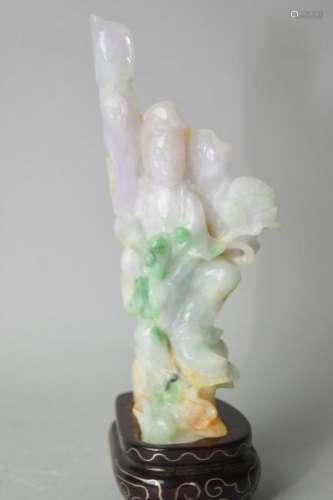 Chinese Three-Color Jadeite Carved Guanyin