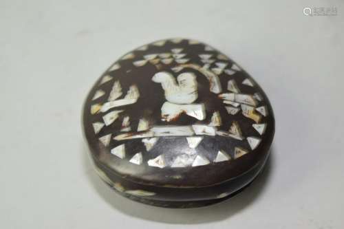 19th C. Chinese Mother-of-Pearl Inlay Lacquer Box