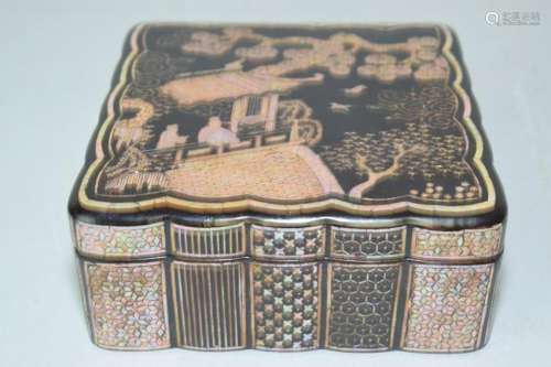 19th C. Chinese Mother-of-Pearl Lacquer Box