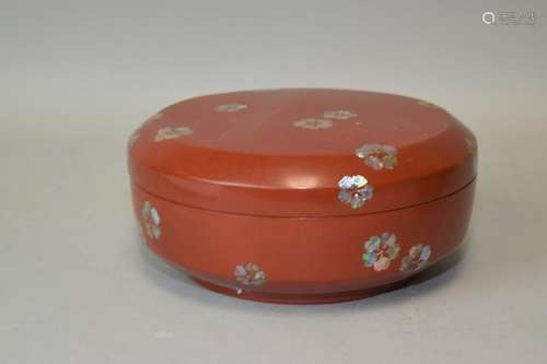 19th C. Japanese Mother-of-Pearl Red Lacquer Box