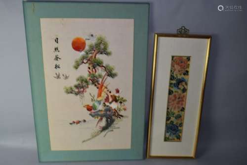 Two Chinese Embroideries in Frame