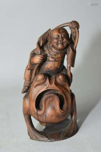 Early Qing Chinese Bamboo Carved Liu Hai and Toad