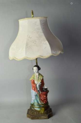 19th C. Chinese Famille Rose Guanyin Lamp