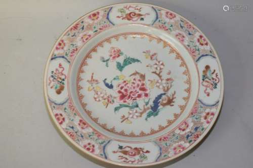 17-18th C. Chinese Export Famille Rose Plate