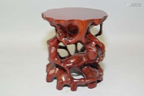 Chinese Hongmu Carved Root Style Stand