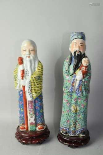 Two 19-20th C. Chinese Famille Rose Deities