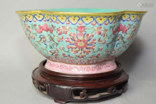 19th C. Chinese Xianfeng Mark Famille Rose Bowl