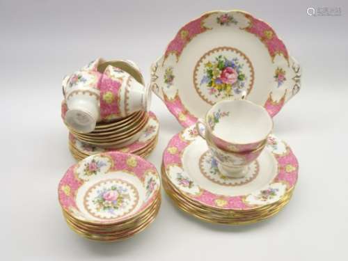 Royal Albert Lady Carlyle pattern tea set comprising 6 cups and saucers, 6 tea plates,