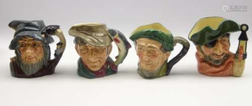 Royal Doulton character jugs: Smuggler, Rip Van Winkle with signature, The Poacher,