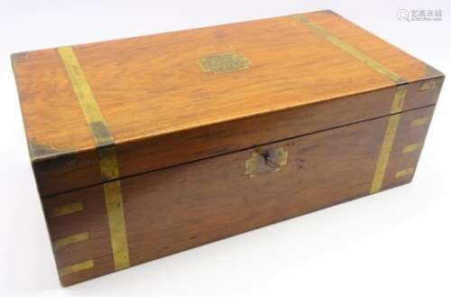 Victorian mahogany and brass bound writing slope,