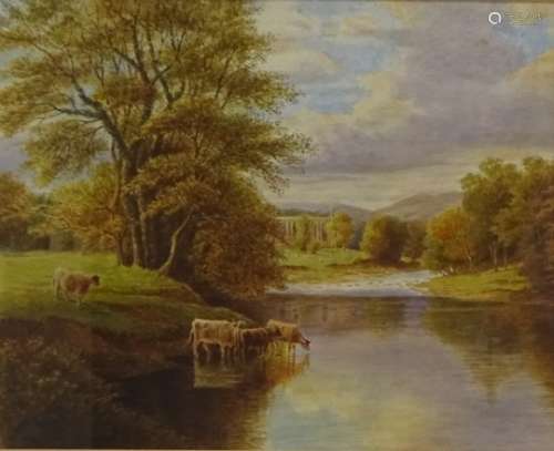 John Cecil Lund (British 1932-): Bolton Abbey and the River Wharfe,