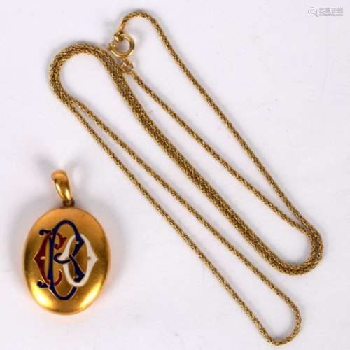 An 18ct yellow gold oval locket,