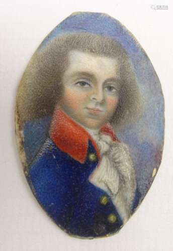 Miniature oval head and shoulders portrait of a young Naval officer,
