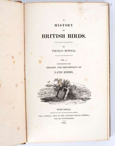 Bewick (Thomas) British Birds, two volumes, 1826, 8vo, contemporary russia gilt, m.e.