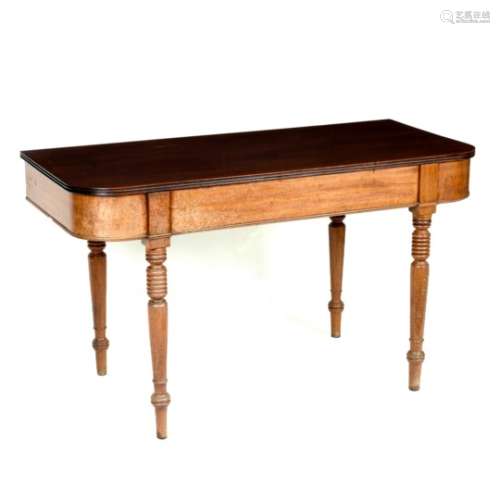 A George III mahogany D-shaped side table (probably the end of a dining table),