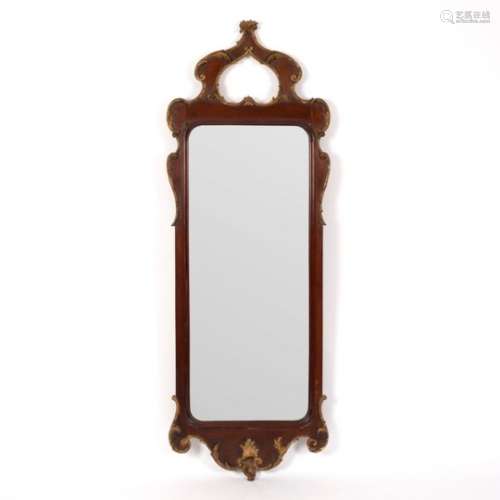 A mahogany wall mirror of 18th Century design,