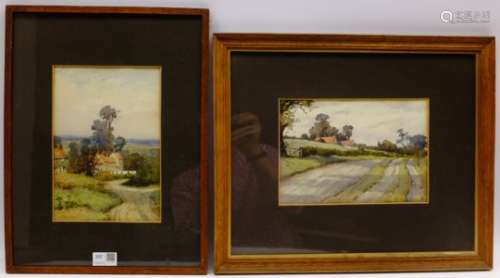 Lady Worsley of Hovingham (Early 20th century): Village Landscapes, two watercolours, one signed,