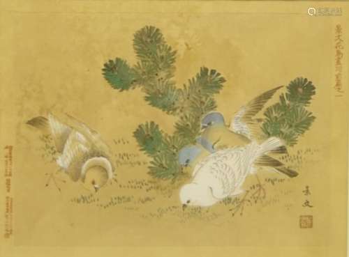 Japanese School (19th Century): Birds Pecking the Ground,