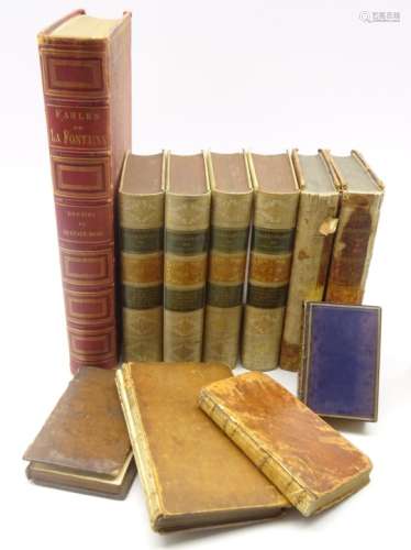 Quantity of books including 'The Irish Compendium' 1722 Vol III in blue and gilt leather boards;
