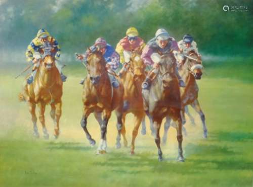 After Peter Cowling (British 1955-): The Final Furlong, limited edition colour print no.