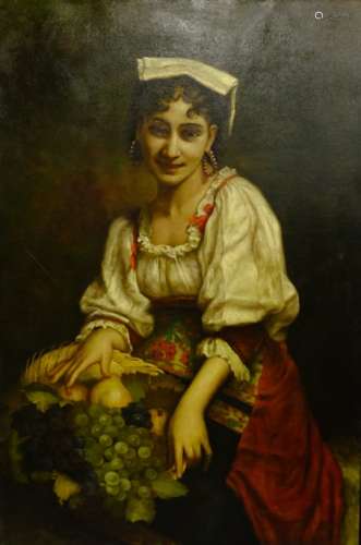 Continental School (20th century): Young Girl with Fruit,
