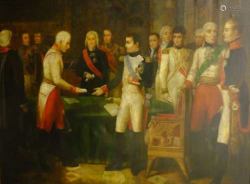 French School (20th century): Napoleon signing a Treaty,