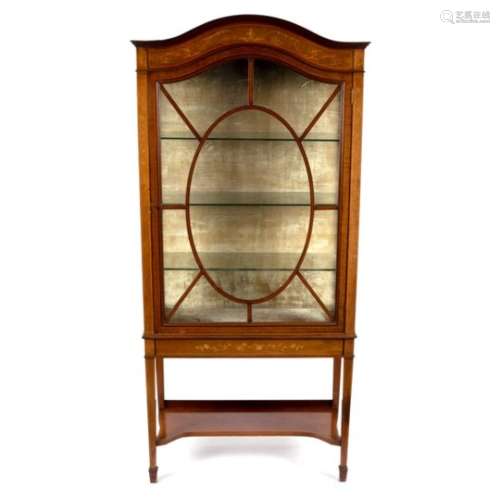 An Edwardian mahogany inlaid display cabinet,