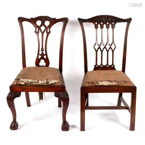 A George III style dining chair, with drop-in seat on cabriole legs,