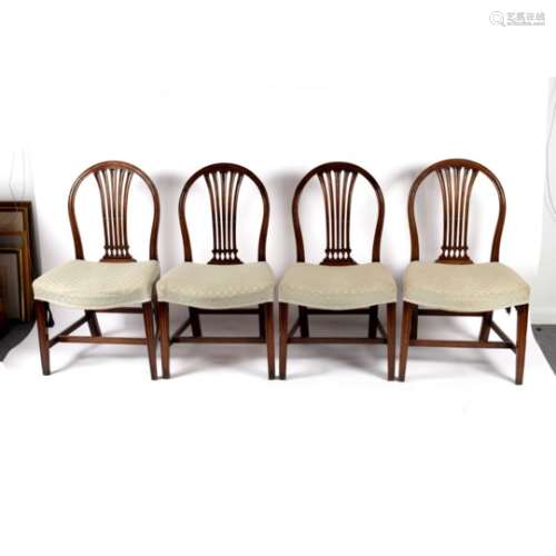 A set of four 19th Century mahogany splat back dining chairs,