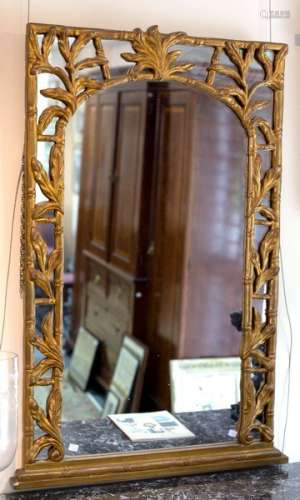 A chinoiserie style giltwood overmantel mirror,