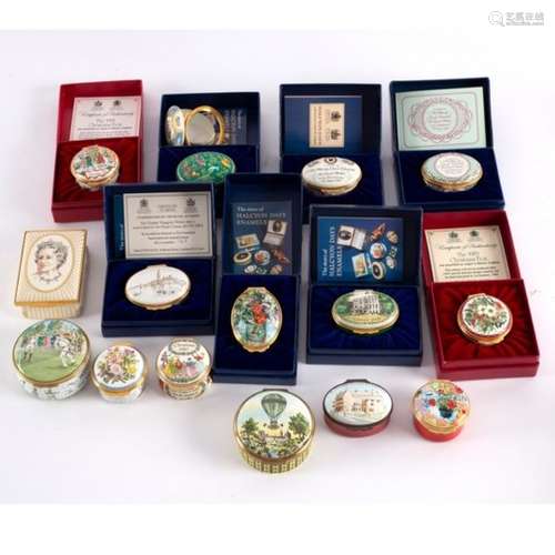 Sixteen Halcyon Days enamel boxes,