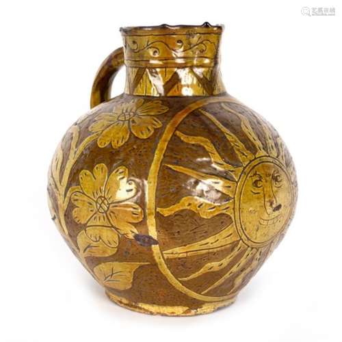 A dated Barnstaple slipware harvest jug,