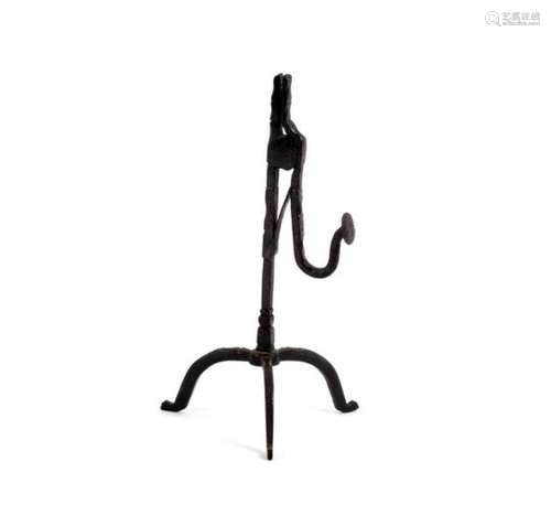 An 18th Century wrought iron rush-light holder,