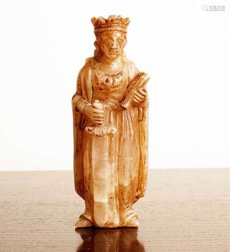 A small alabaster figure of St Catherine, medieval style,