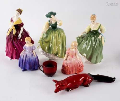 Three Royal Doulton figures, Fair Lady, Adrienne and Buttercup, all 19cm high,