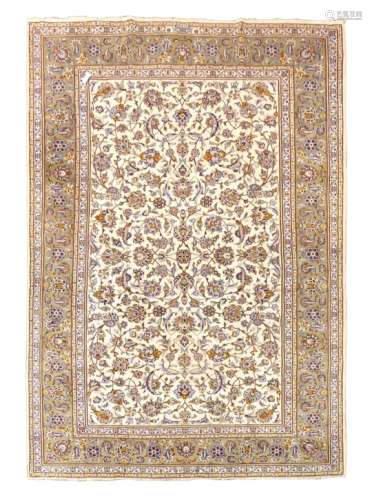 Persian Kashan ivory ground rug,