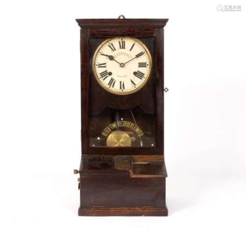 An eight-day time recording clock by Blick, 188 Grays Inn Road, London, in a glazed oak case,