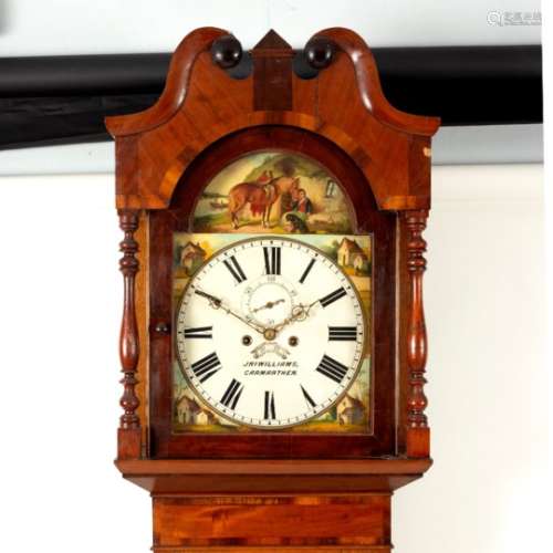 An oak and mahogany crossbanded eight-day longcase clock, Jno.