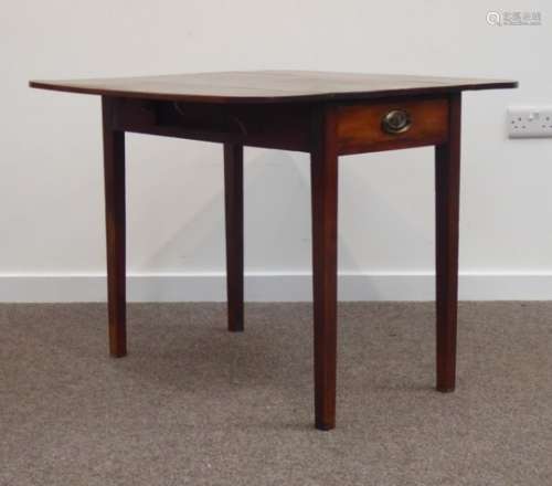Early 19th century mahogany Pembroke table, drawer to one end on square tapering supports W85cm,