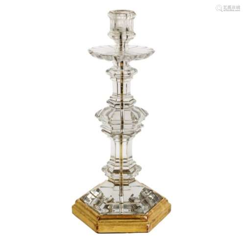 A rock crystal candle holder, possibly by Bagues Paris, circa 1920,