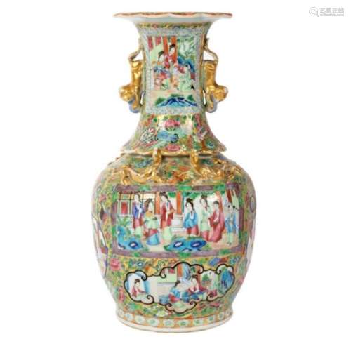 A Canton famille rose vase (converted to a lamp), circa 1880,