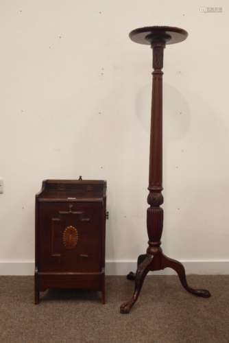 Late 19th century mahogany perdonium, raised moulded back above a fall front cupboard,