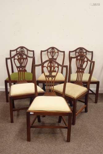 Six early 19th century mahogany Chippendale style dining chairs, shaped cresting rail,