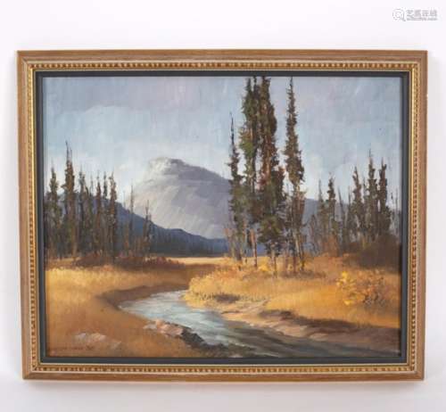 Meredith Evans (Canadian 1919-1996)/Canadian Landscape/oil on board, 33.5cm x 42.