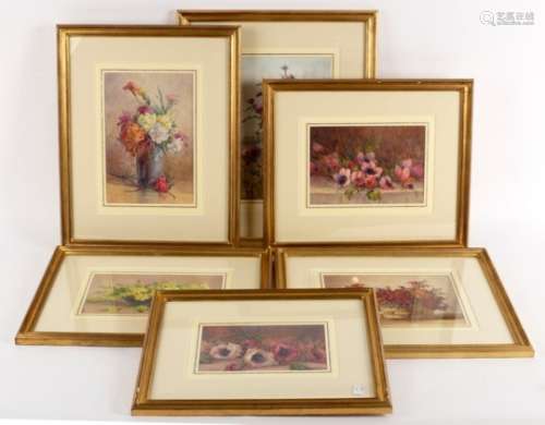 John Porter Wale (British 1860-1920)/Flower Studies/signed/six watercolours,