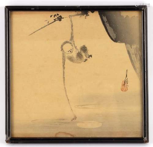 Gekko Ogata (Japanese 1859-1920)/Monkey Reaching for the Moon/woodblock print, 23.