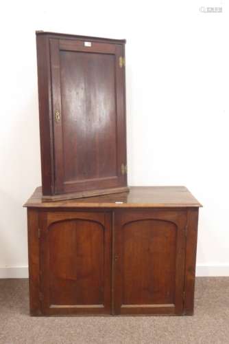 19th century oak two door paneled cupboard, (W100cm, H68cm,