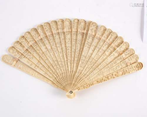 A 19th Century Cantonese ivory brisé fan,