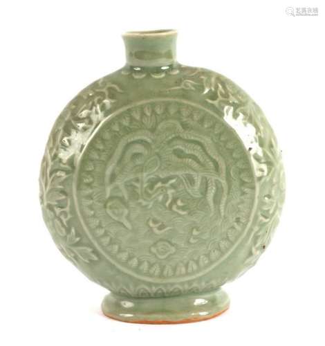 A Chinese celadon moon flask,